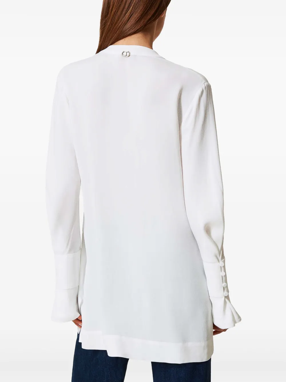 Shop Twinset Crêpe De Chine Blouse In White