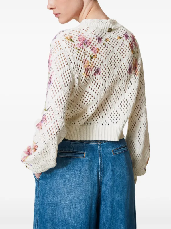TWINSET floral-print Cardigan | White | FARFETCH