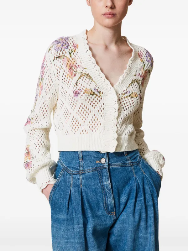 TWINSET floral-print Cardigan | White | FARFETCH