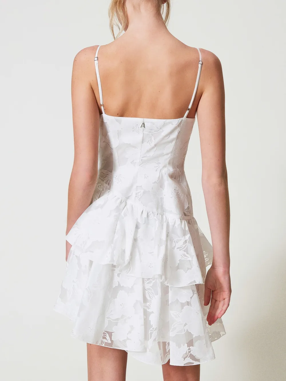 TWINSET Organza mini-jurk met geborduurde bloemen Wit