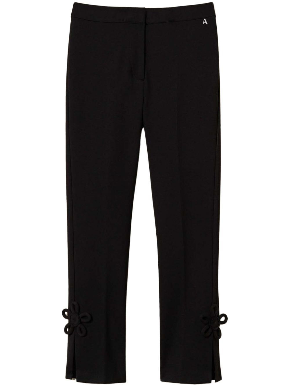 TWINSET floral-appliqué trousers - Black