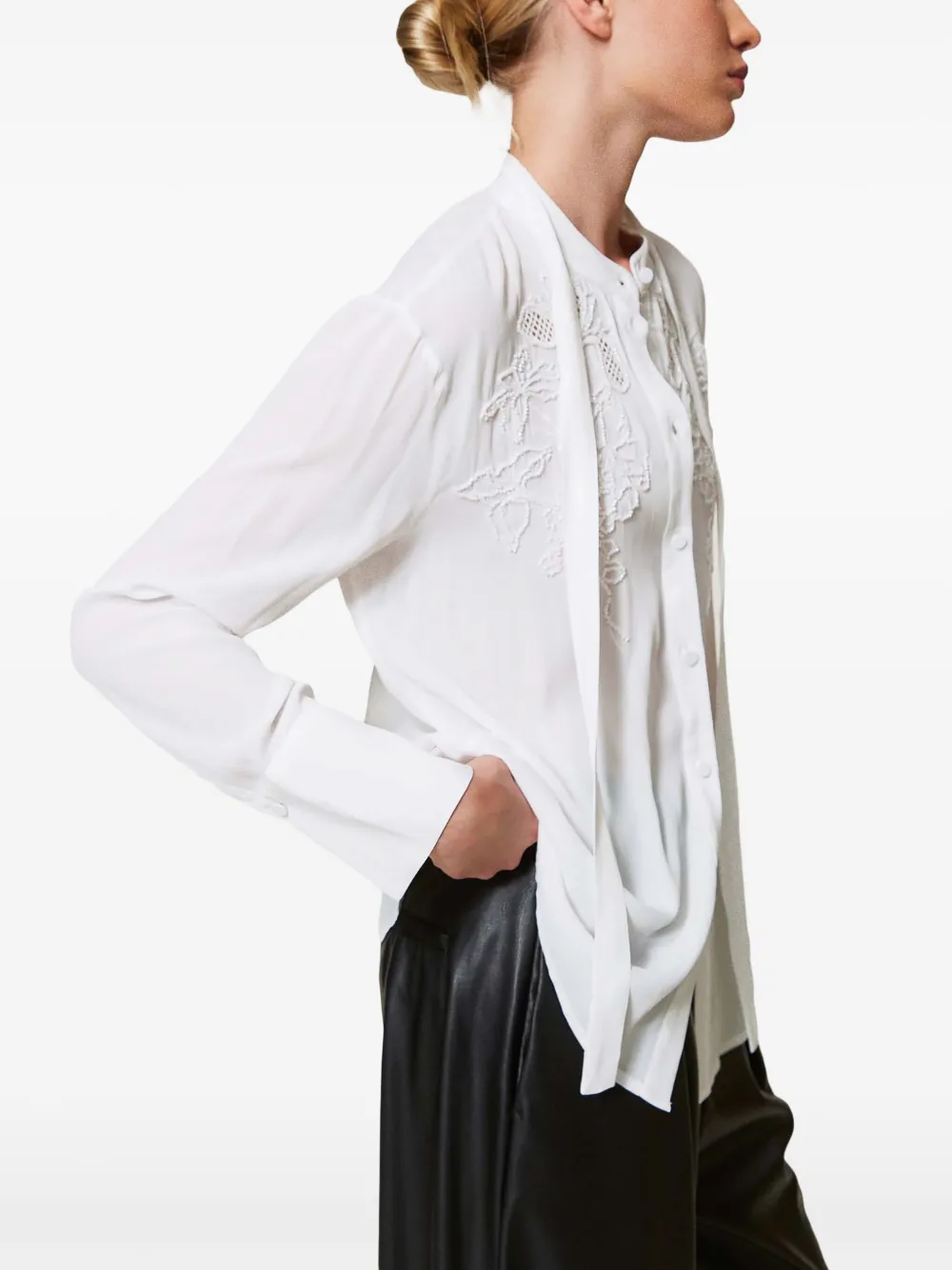 TWINSET Georgette blouse met borduurwerk Wit