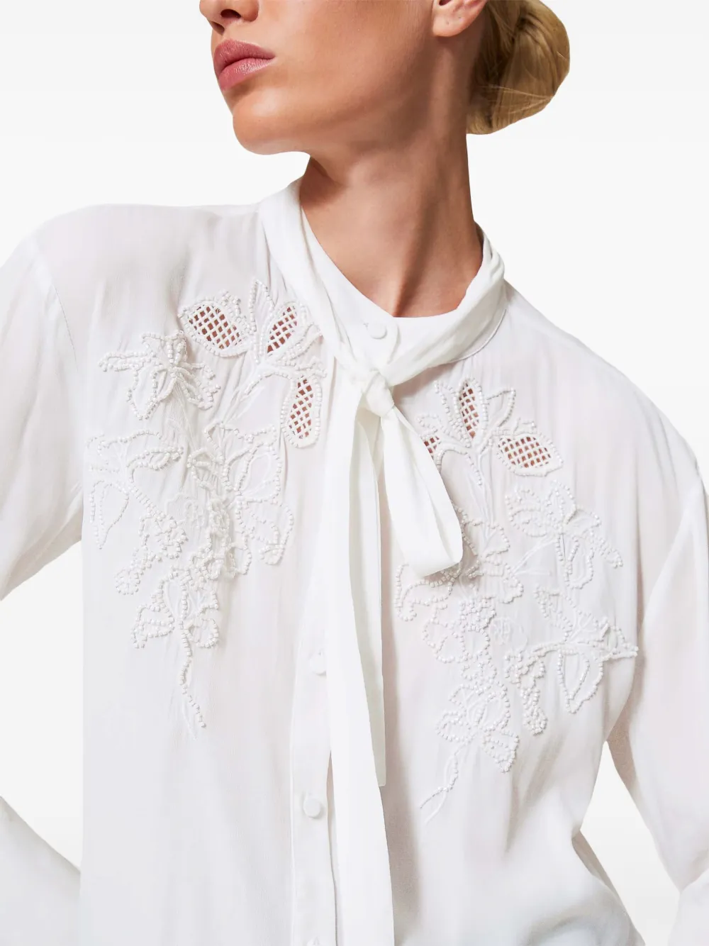 TWINSET Georgette blouse met borduurwerk Wit