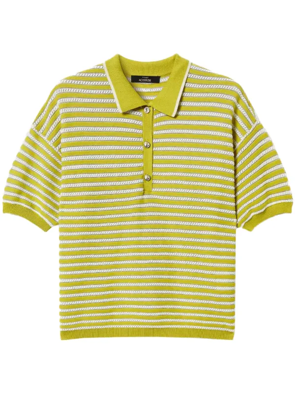 TWINSET Lurex Striped Polo Shirt Green FARFETCH ID