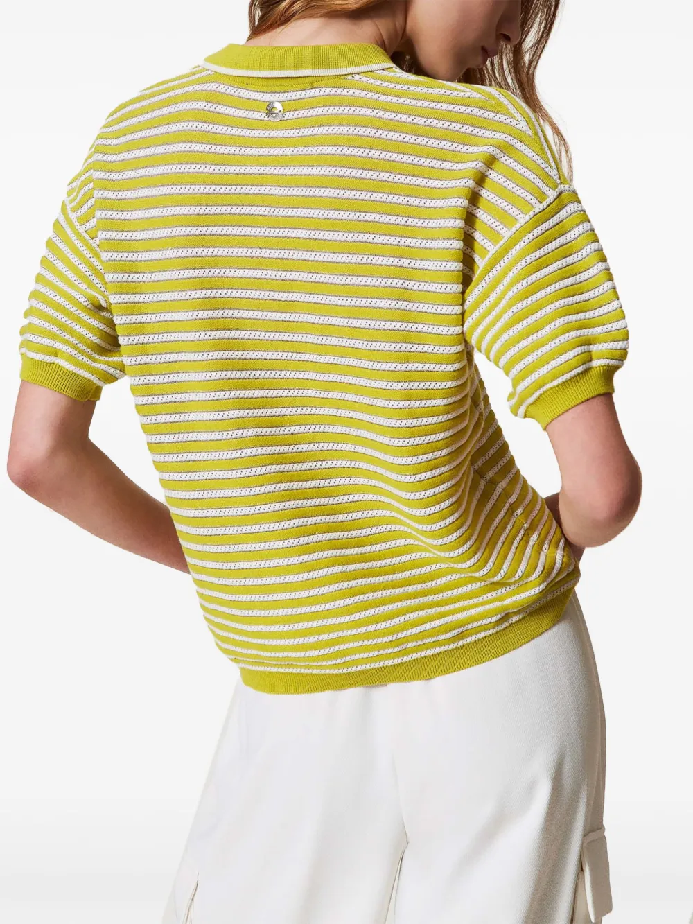 TWINSET Lurex gestreept poloshirt Groen