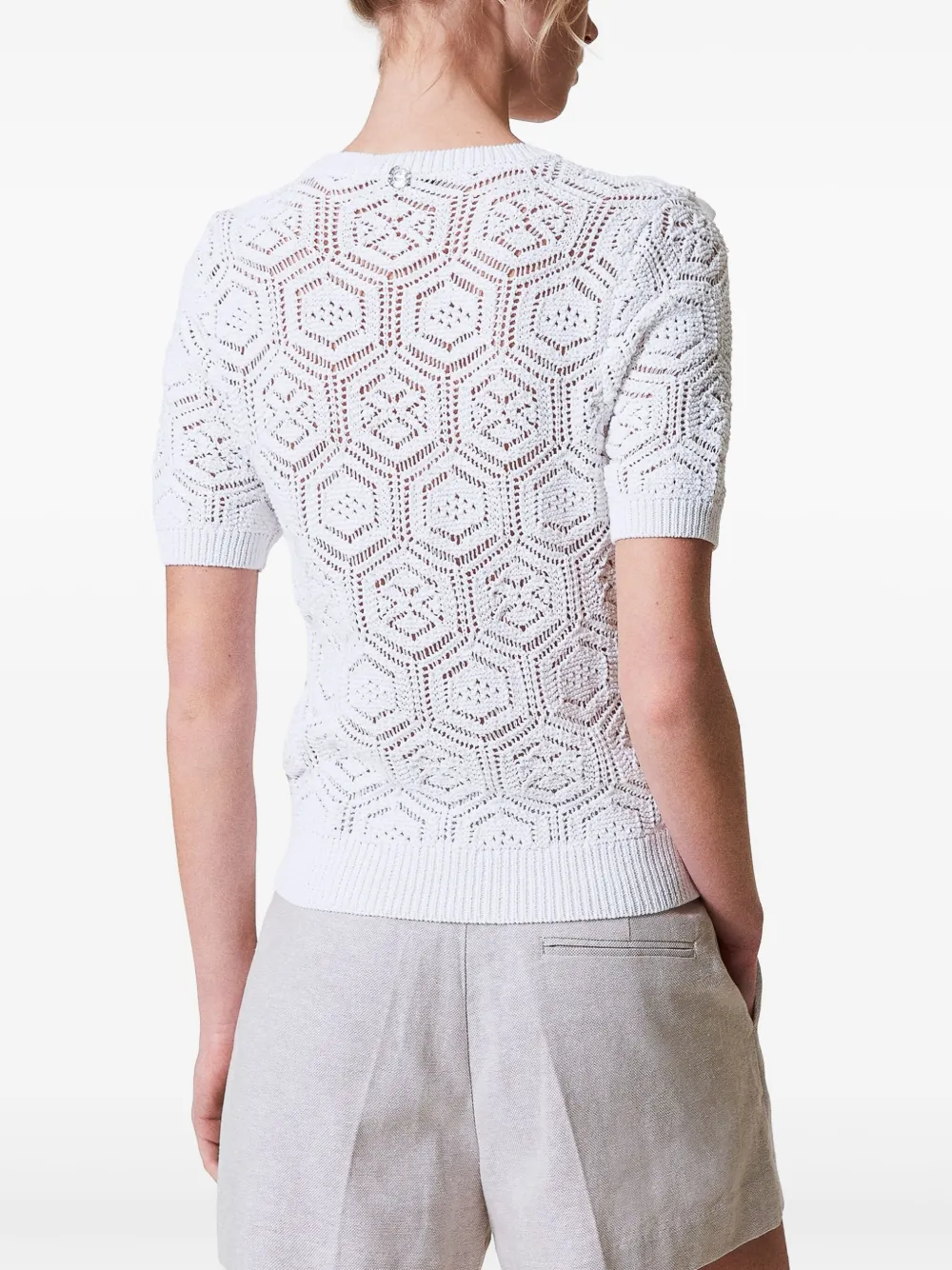 TWINSET Gebreide top met organza bloemen Wit