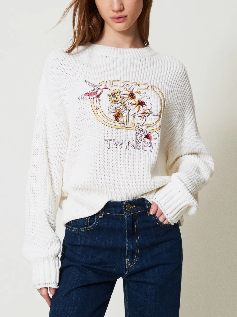 TWINSET Oval T embroidered jumper - Wit