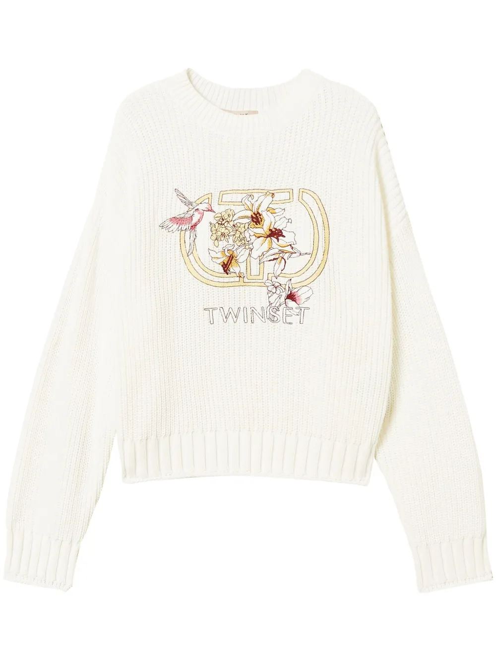 TWINSET Oval T embroidered jumper | White | Image 1