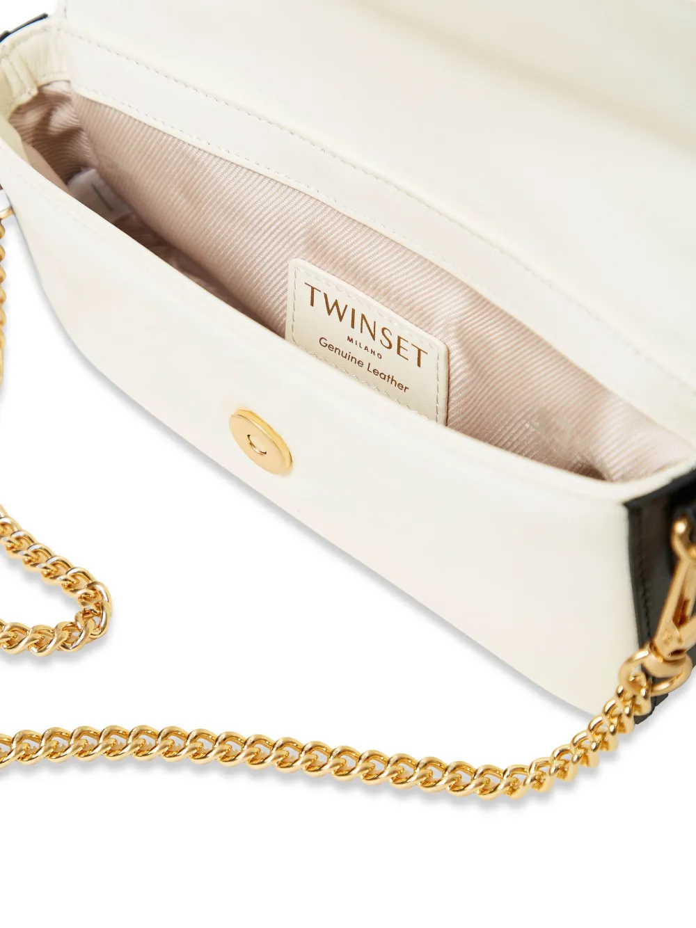 TWINSET Oval T leren schoudertas Wit