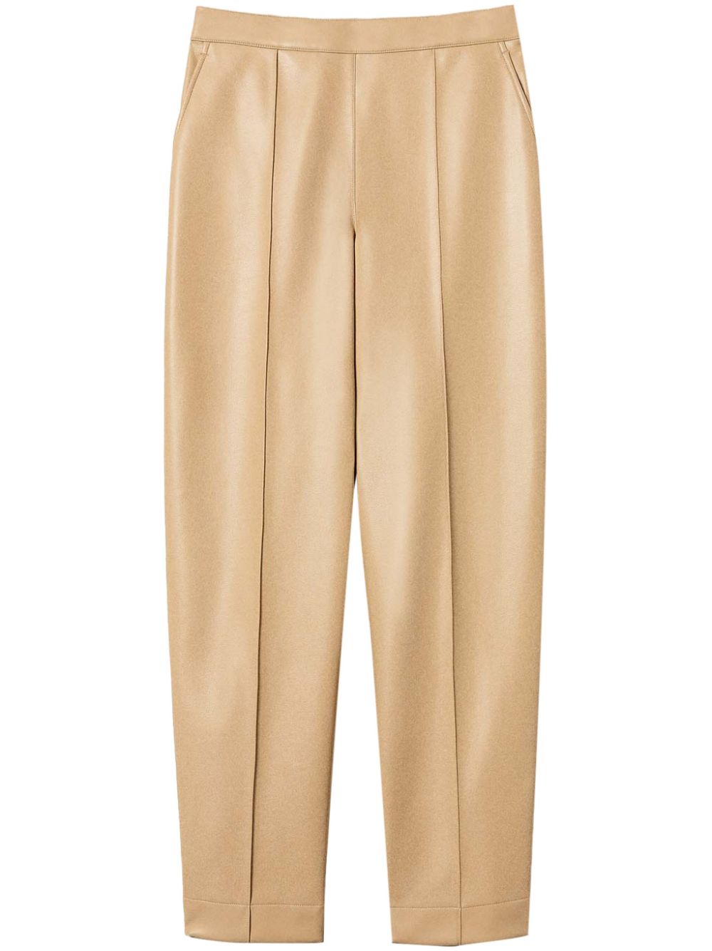 faux-leather straight-leg trousers