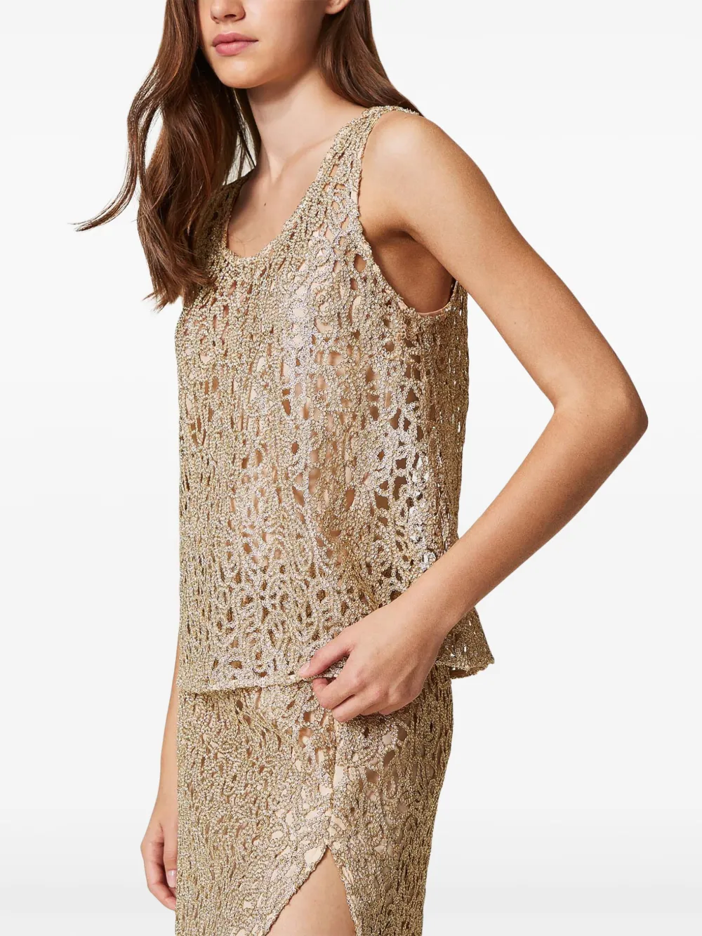 TWINSET Geweven top Goud