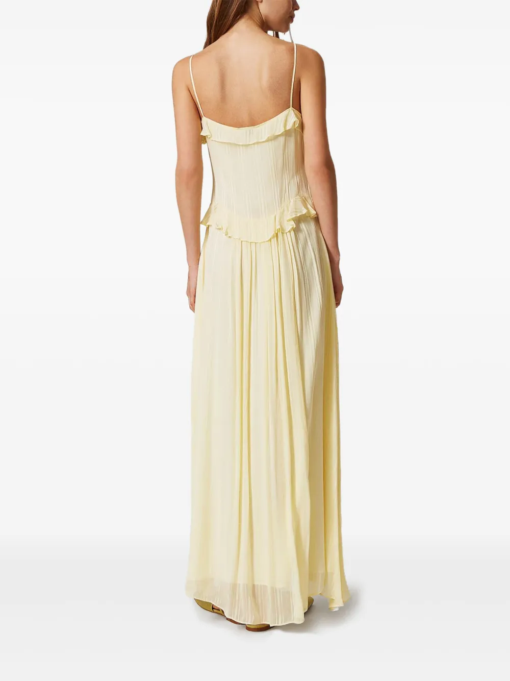 Shop Twinset Georgette Maxi Dress In Neutrals