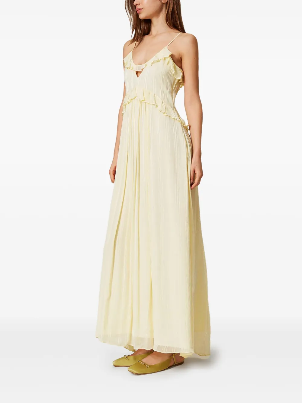 Shop Twinset Georgette Maxi Dress In Neutrals