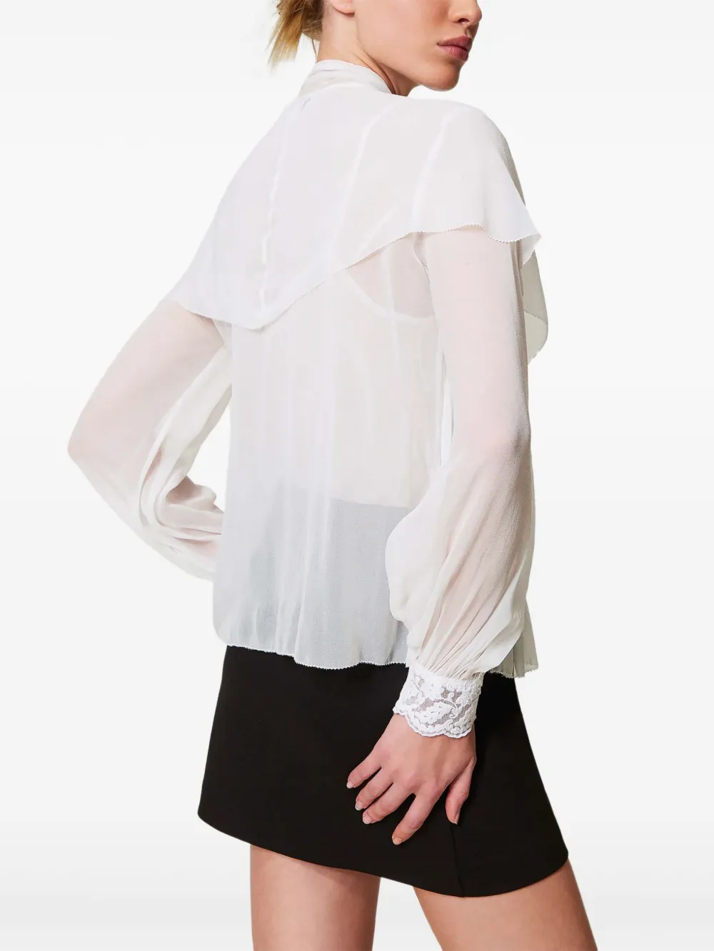 TWINSET Georgette blouse met kant Wit