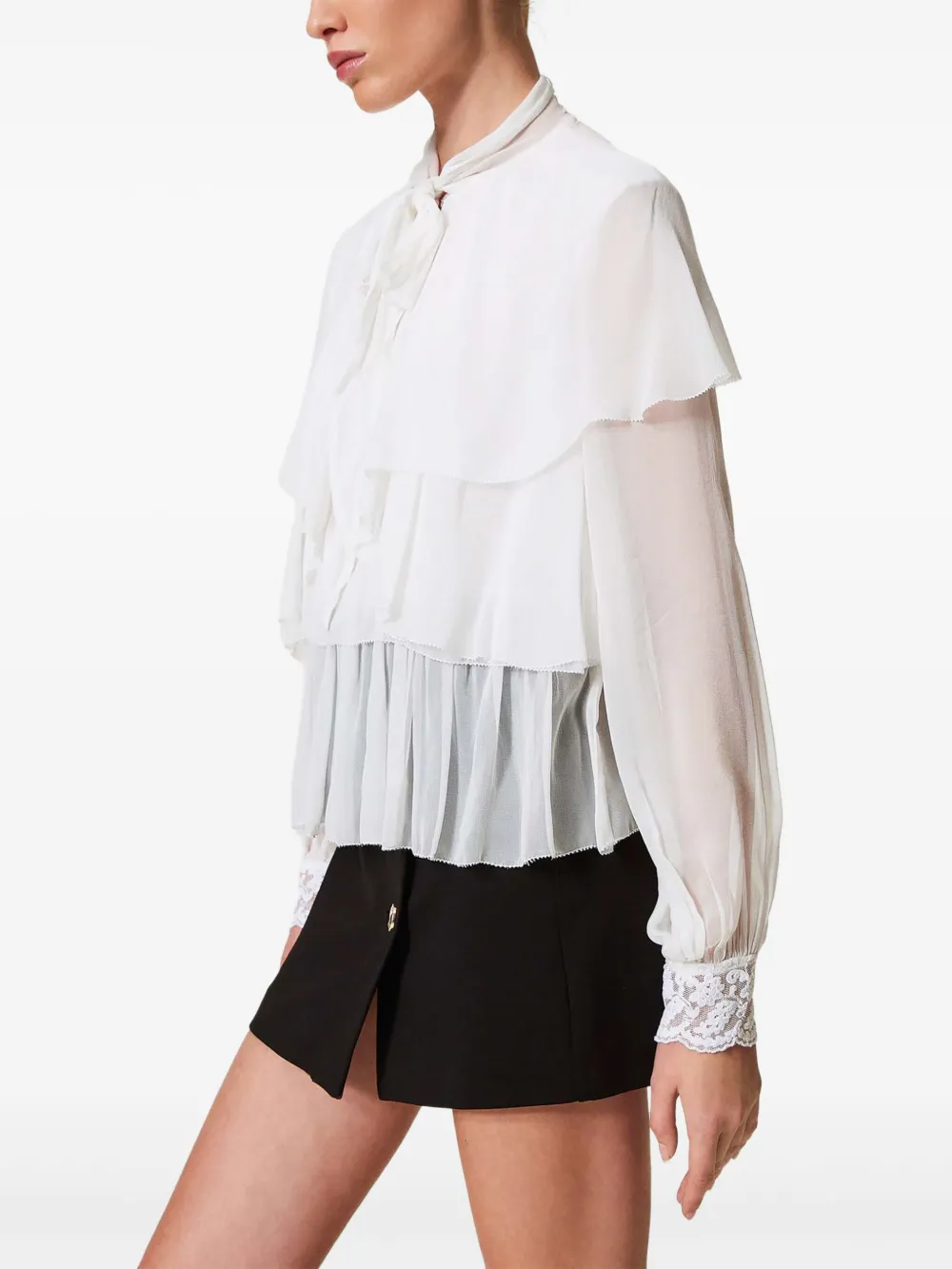 TWINSET Georgette blouse met kant Wit