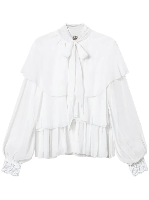 TWINSET blusa de georgette con detalle de encaje