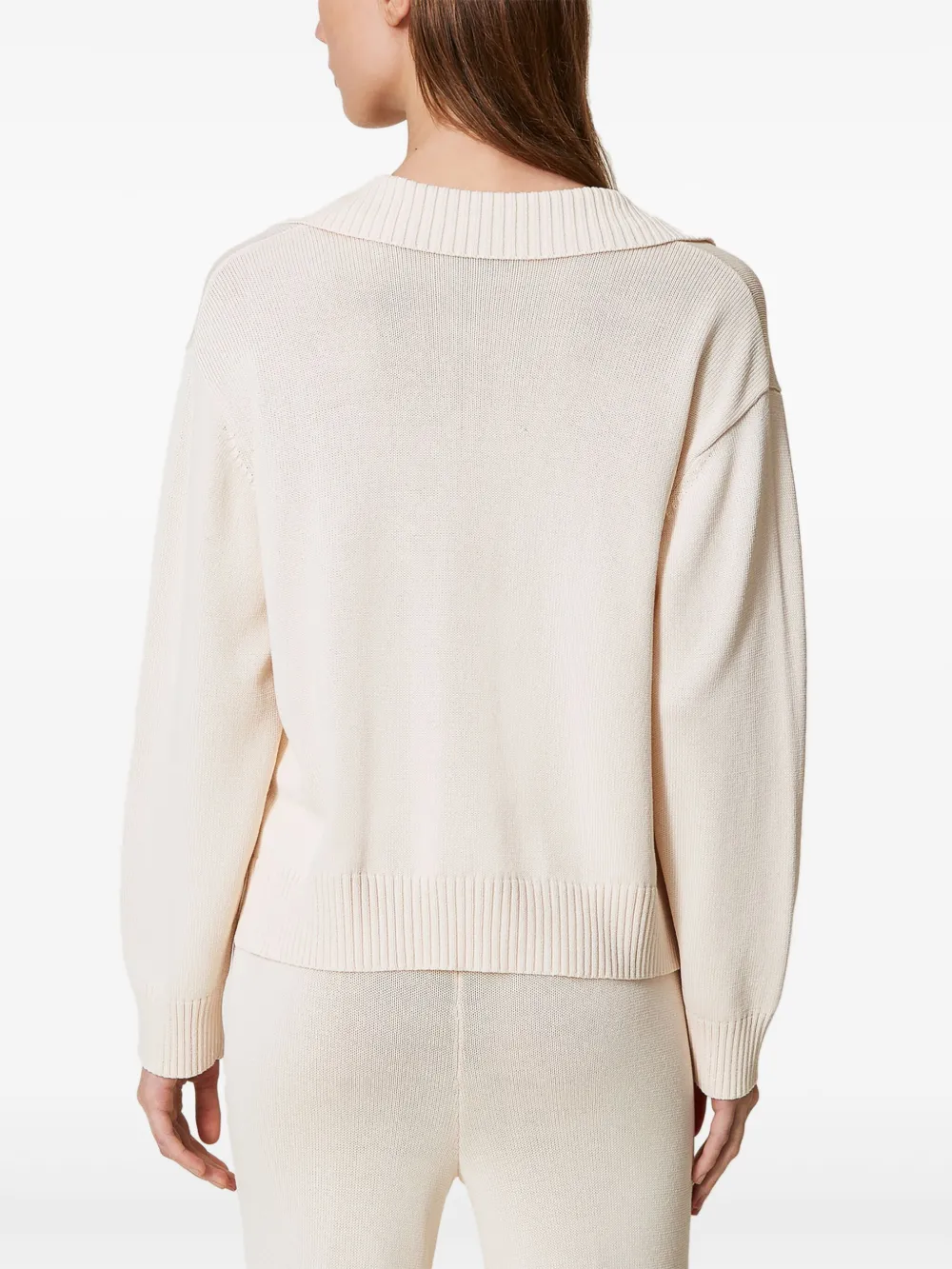 TWINSET Polotrui met gehaakte patch Beige