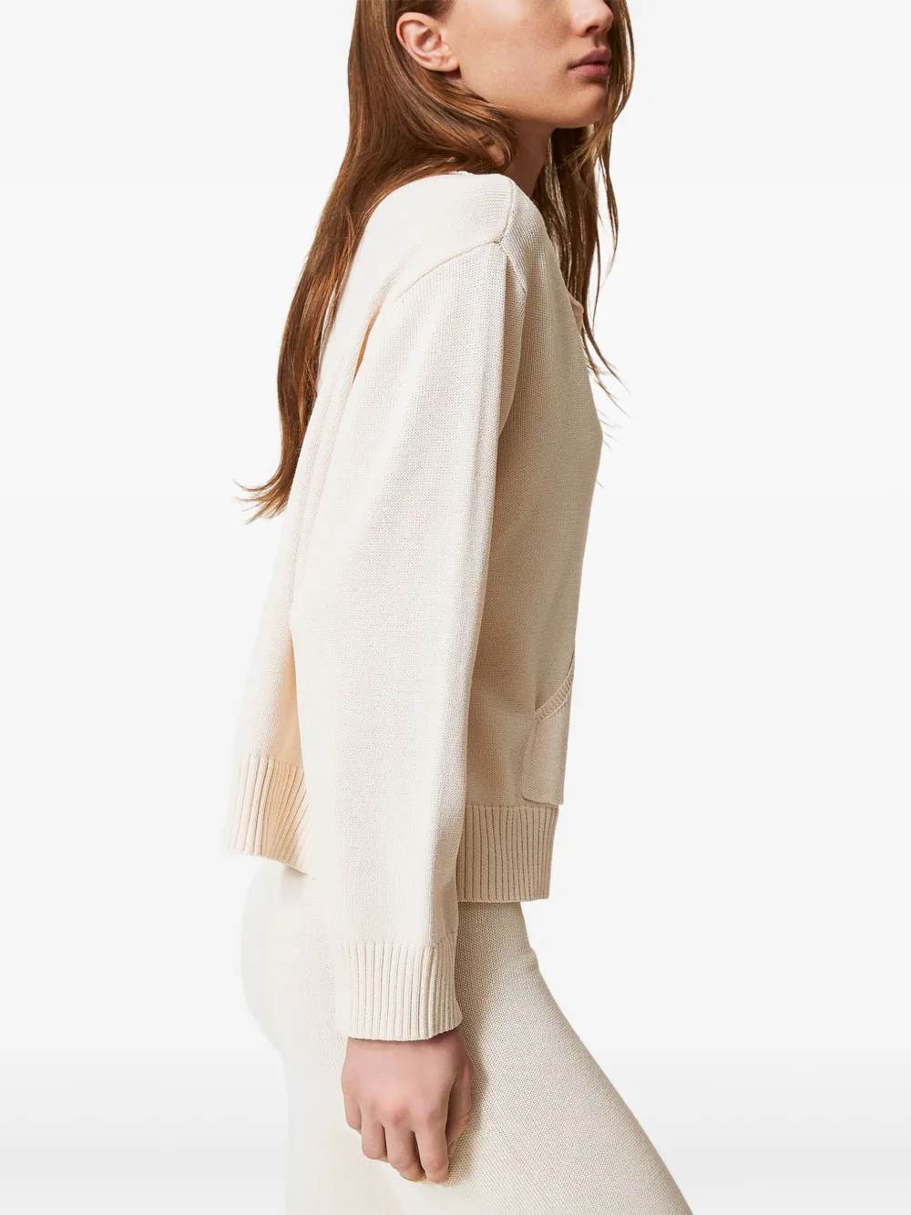 TWINSET Polotrui met gehaakte patch Beige