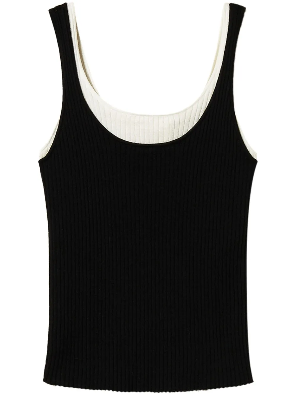 Trompe-l
œil fitted knit top