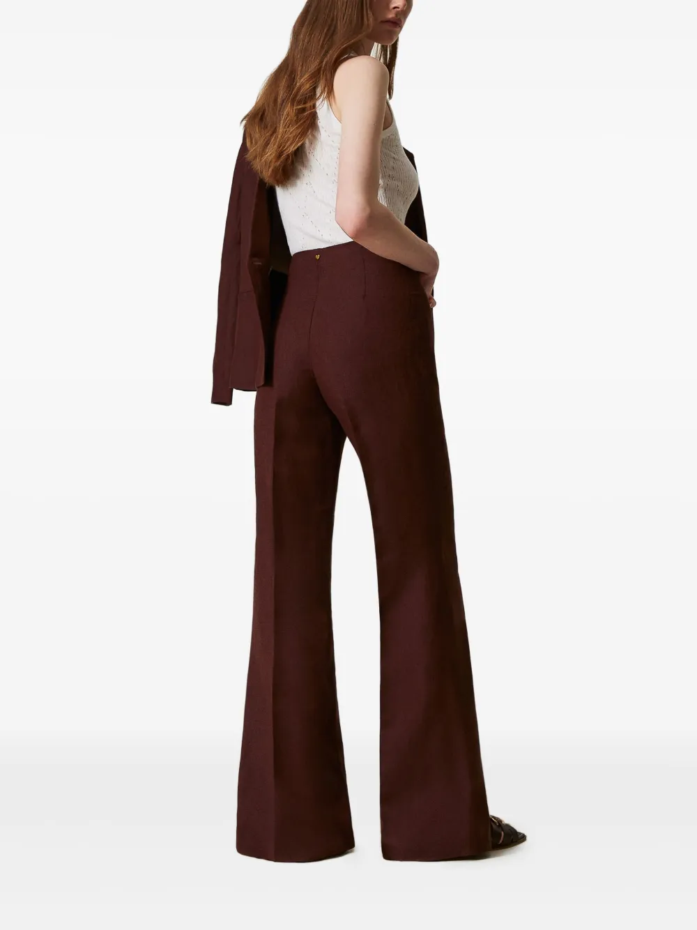 TWINSET Geweven flared broek Bruin