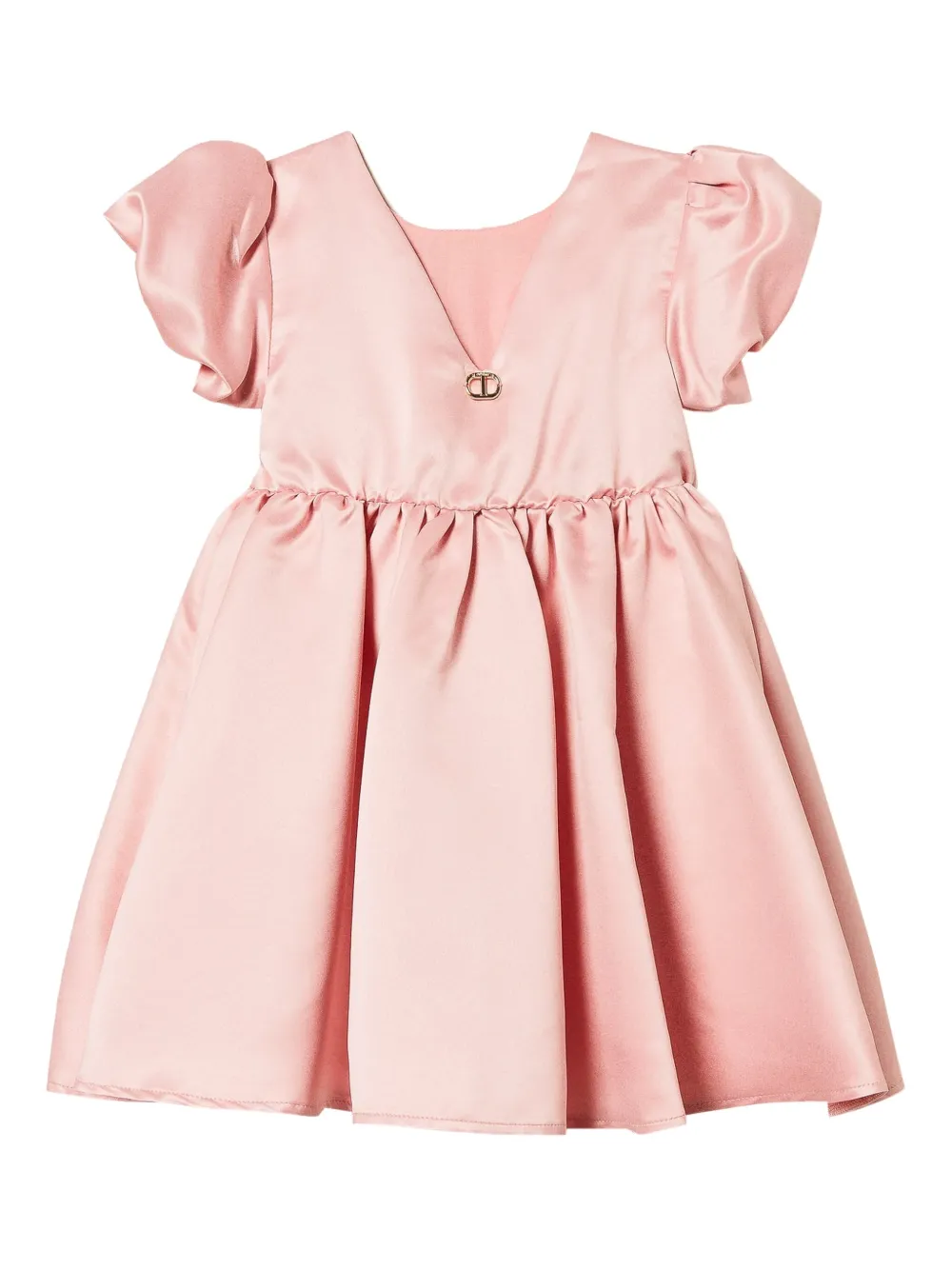 TWINSET Kids Satijnen jurk met bloemapplicatie Roze