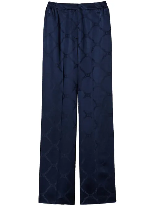 Pantalon palazzo à motif Oval T en jacquard - TWINSET - Modalova