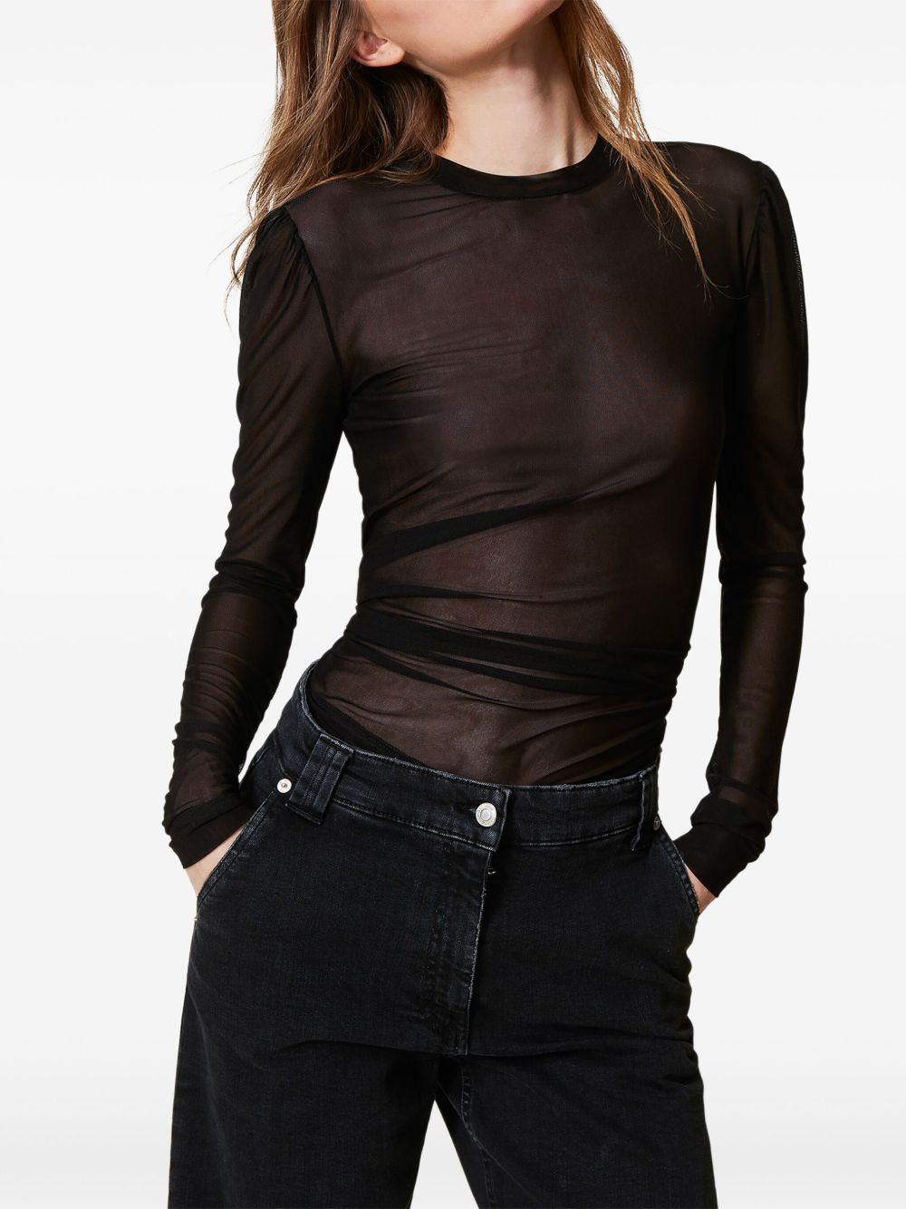 TWINSET tulle top - Zwart