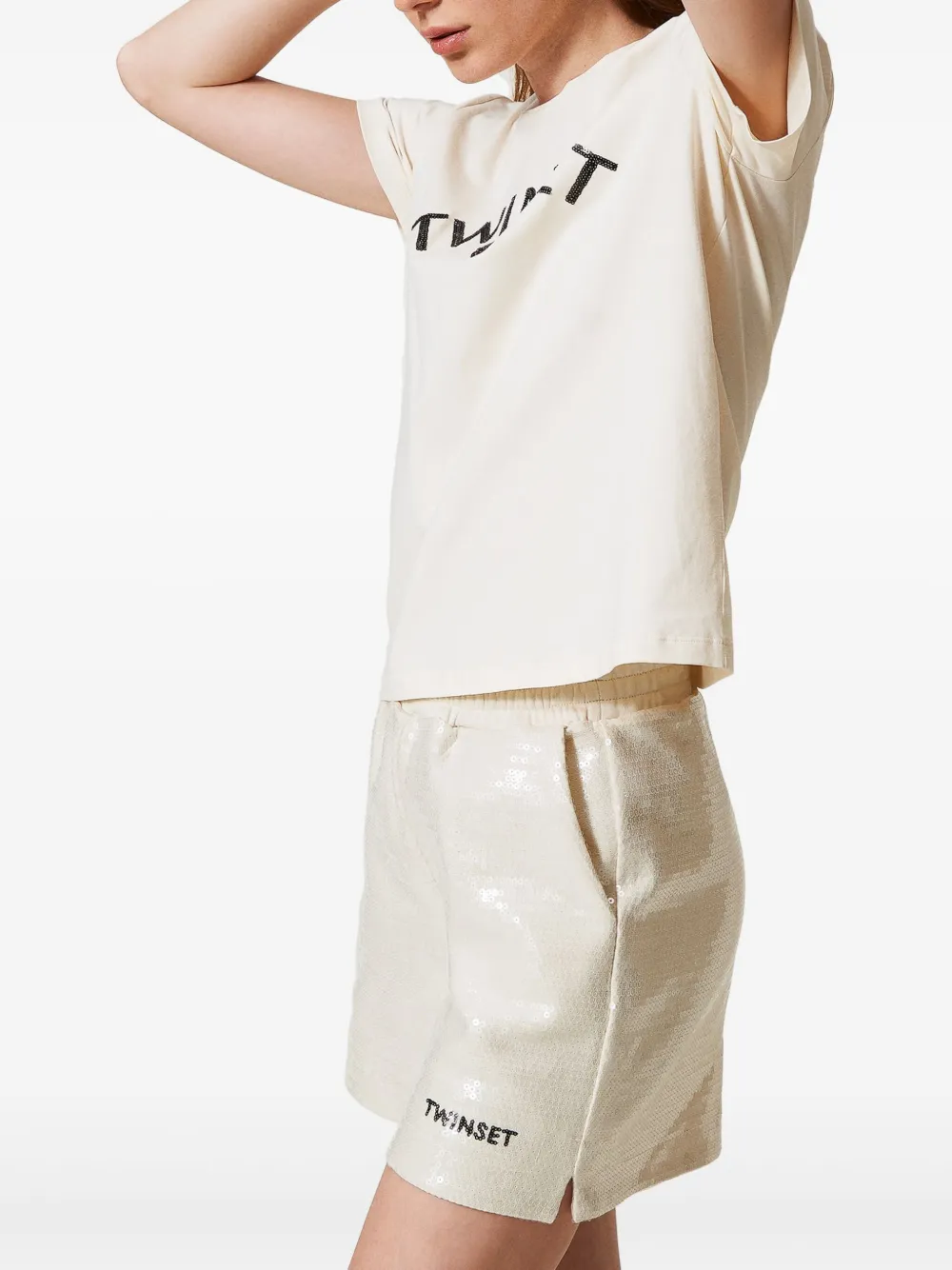 TWINSET T-shirt verfraaid met logo Beige