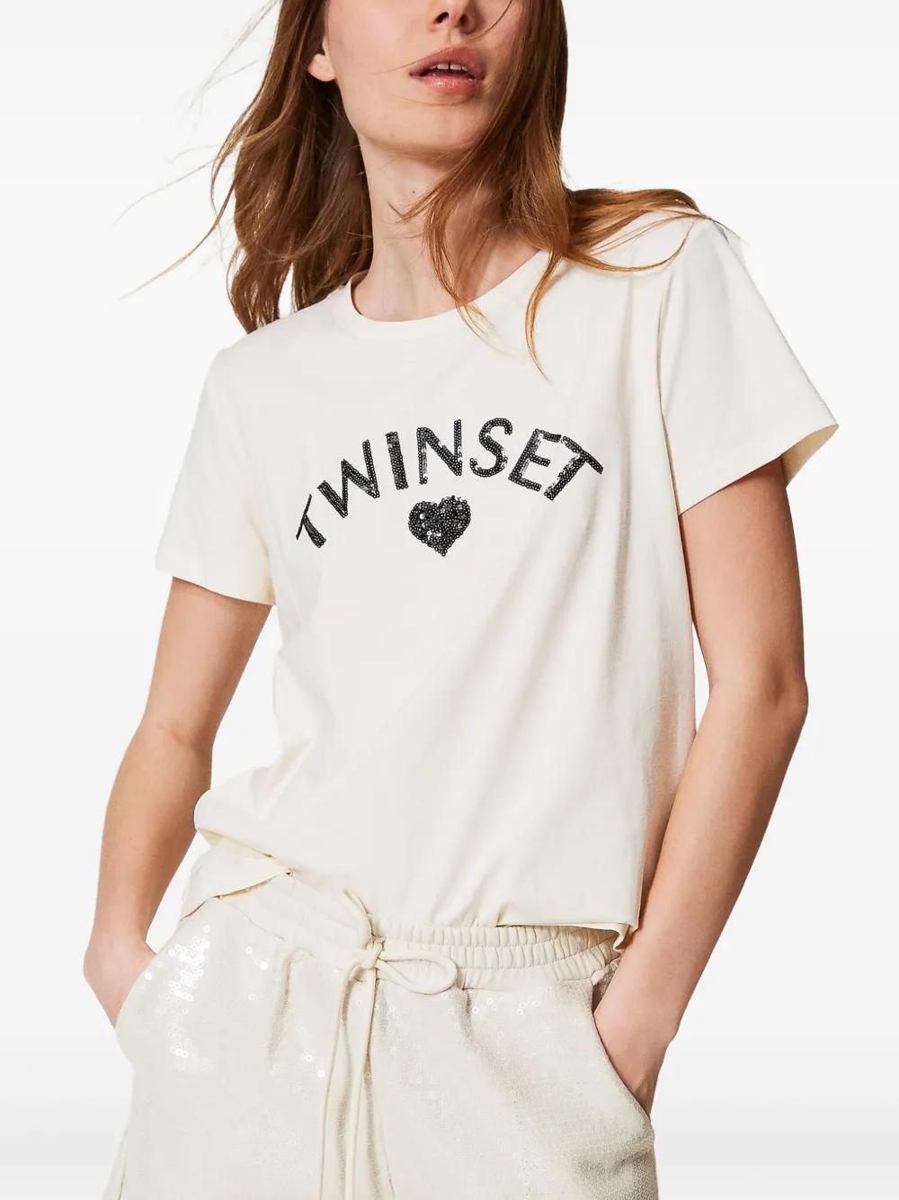 TWINSET logo-embellished T-shirt - Beige