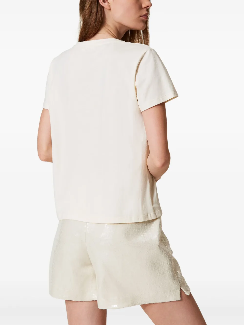 TWINSET T-shirt verfraaid met logo Beige