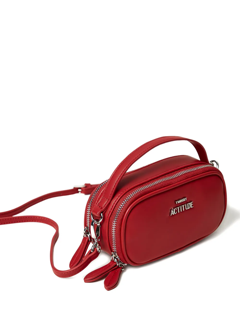 Twinset Oval Double-zip Mini Bag In Red