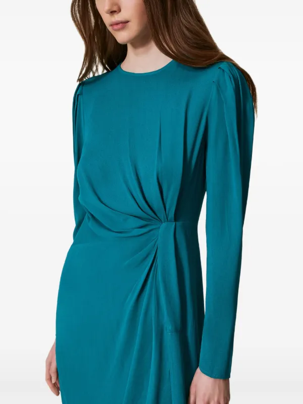 blue crepe de chine dress Floral Abstract Crepe de Chine Shift Dress