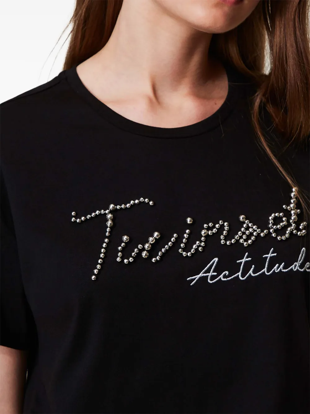 TWINSET Lurex T-shirt Zwart