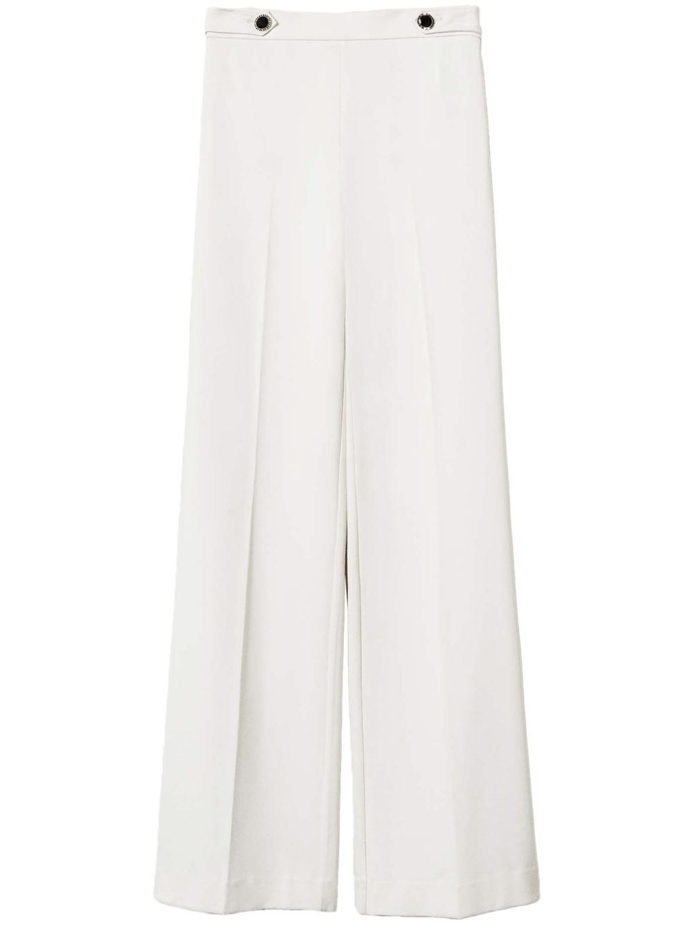 button-detail wide-leg trousers