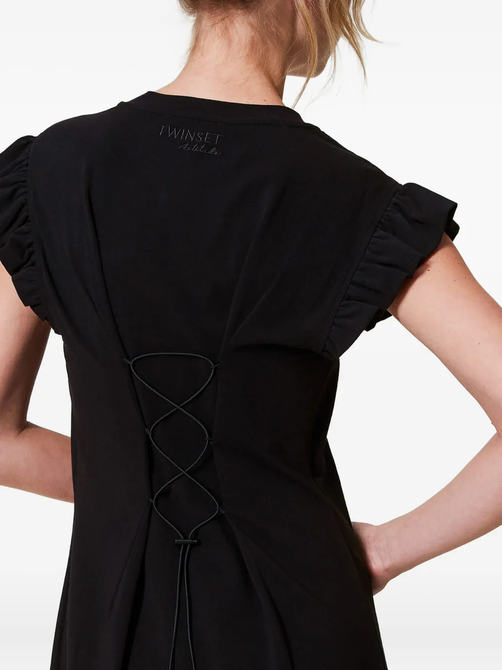 TWINSET Midi-jurk met ruches mouwen Zwart