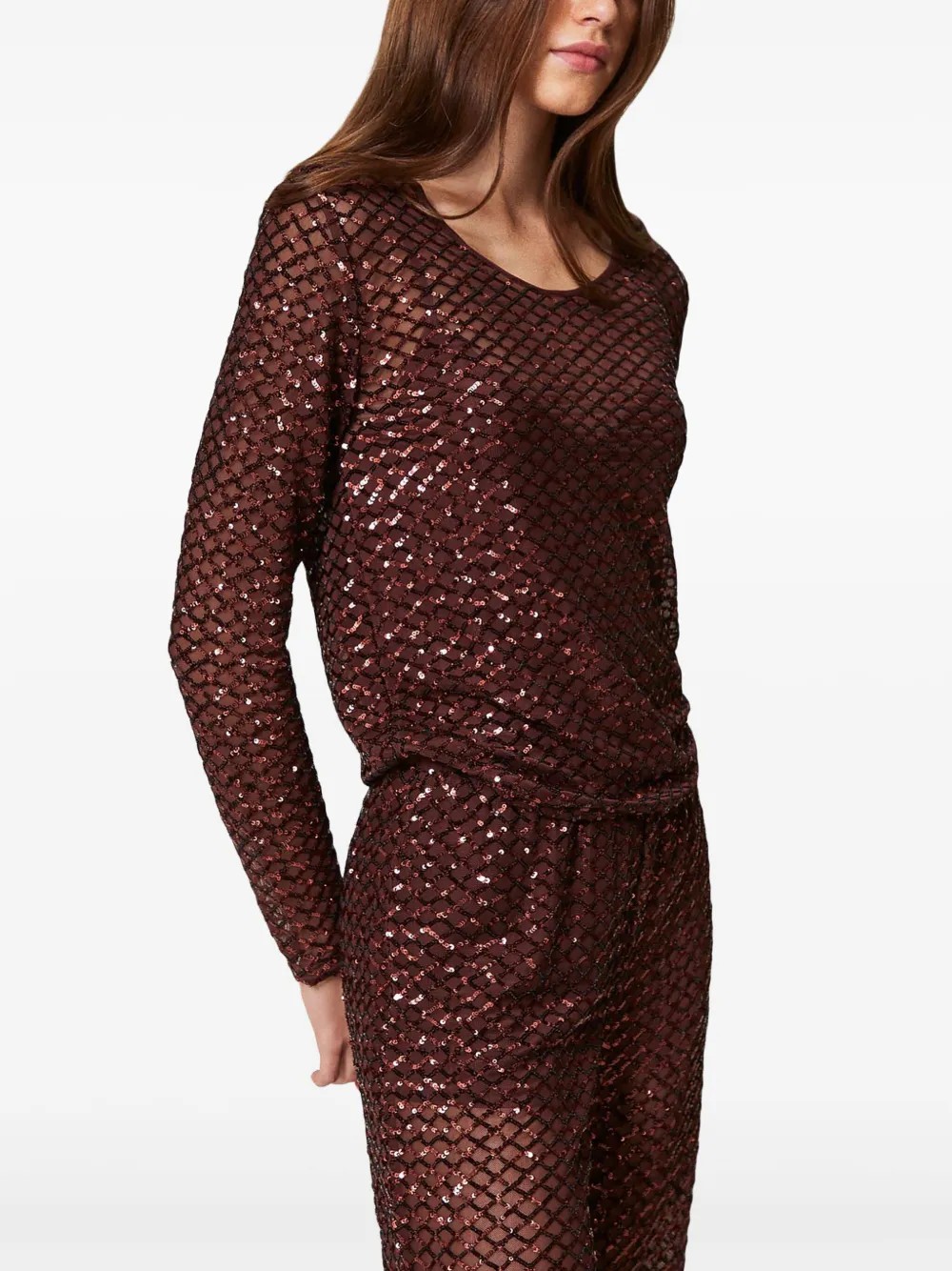 Shop Twinset Woven Blouse In Brown