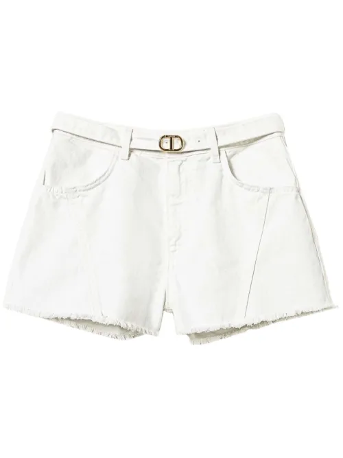 Short en jean à boucle de ceinture Oval T - TWINSET - Modalova