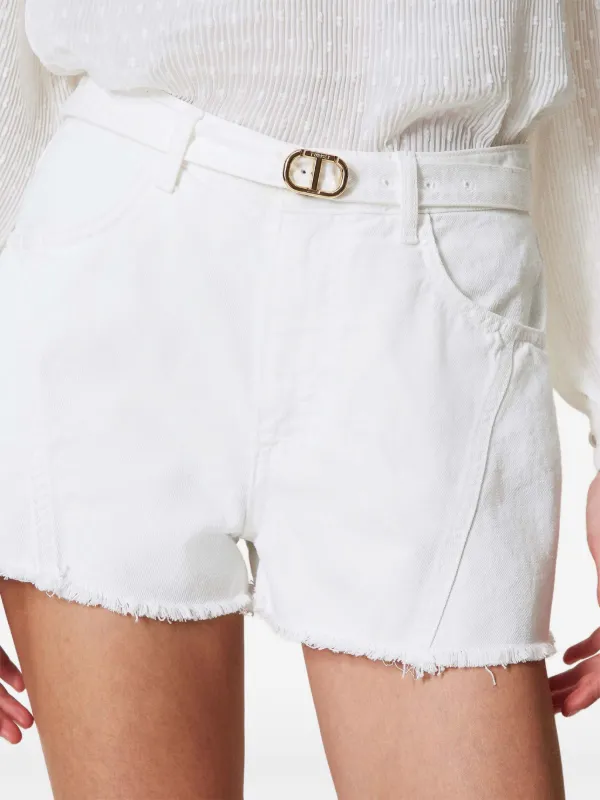 ショートパンツ TWIN SET 'Oval T' shorts TWINSET Oval T デニムショーツ | ホワイト | FARFETCH JP