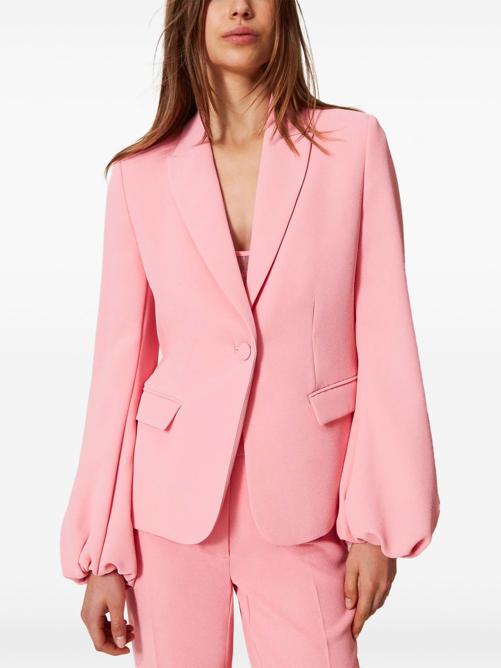 TWINSET gathered-sleeves crepe blazer - Roze