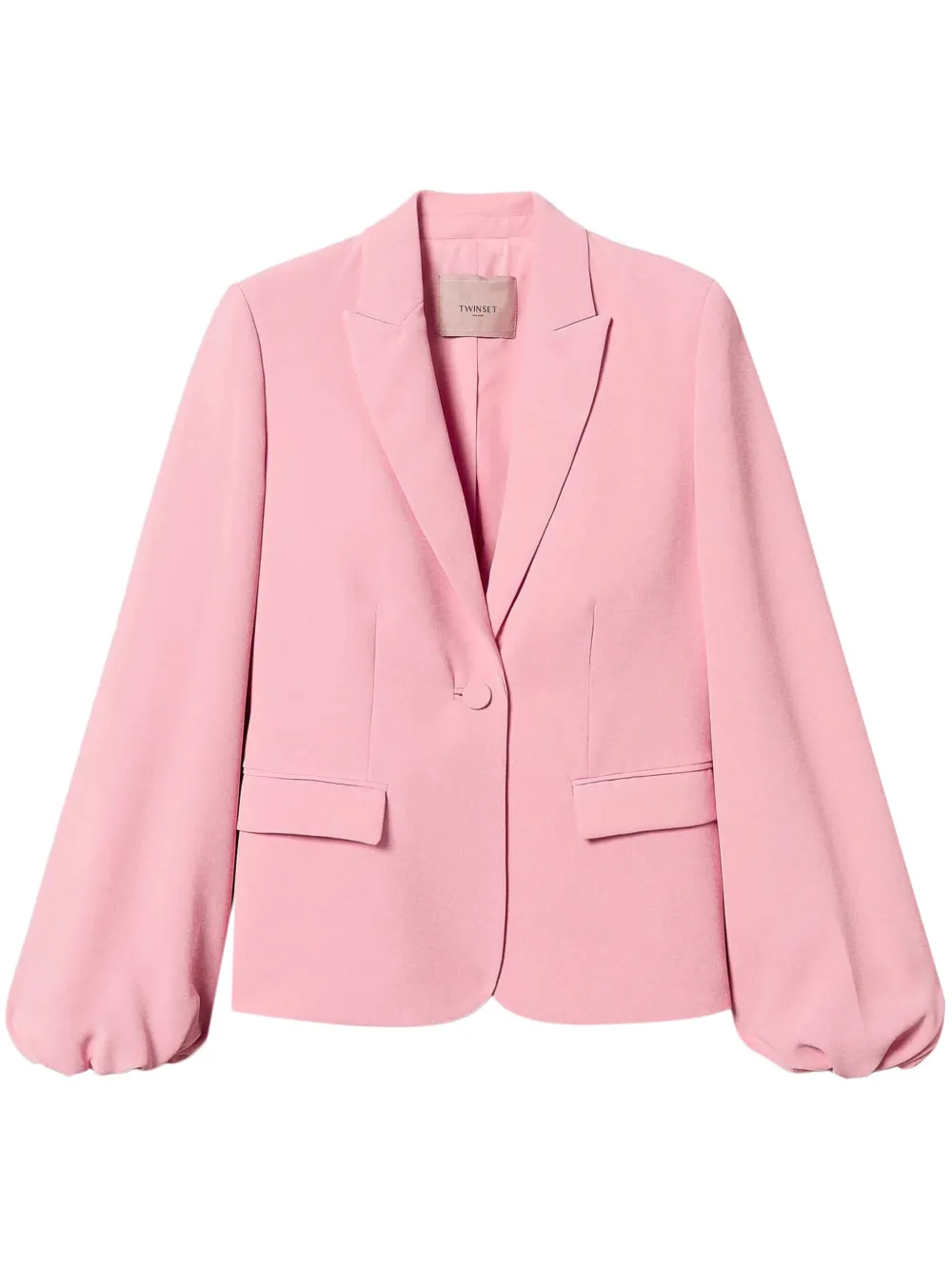 gathered-sleeves crepe blazer