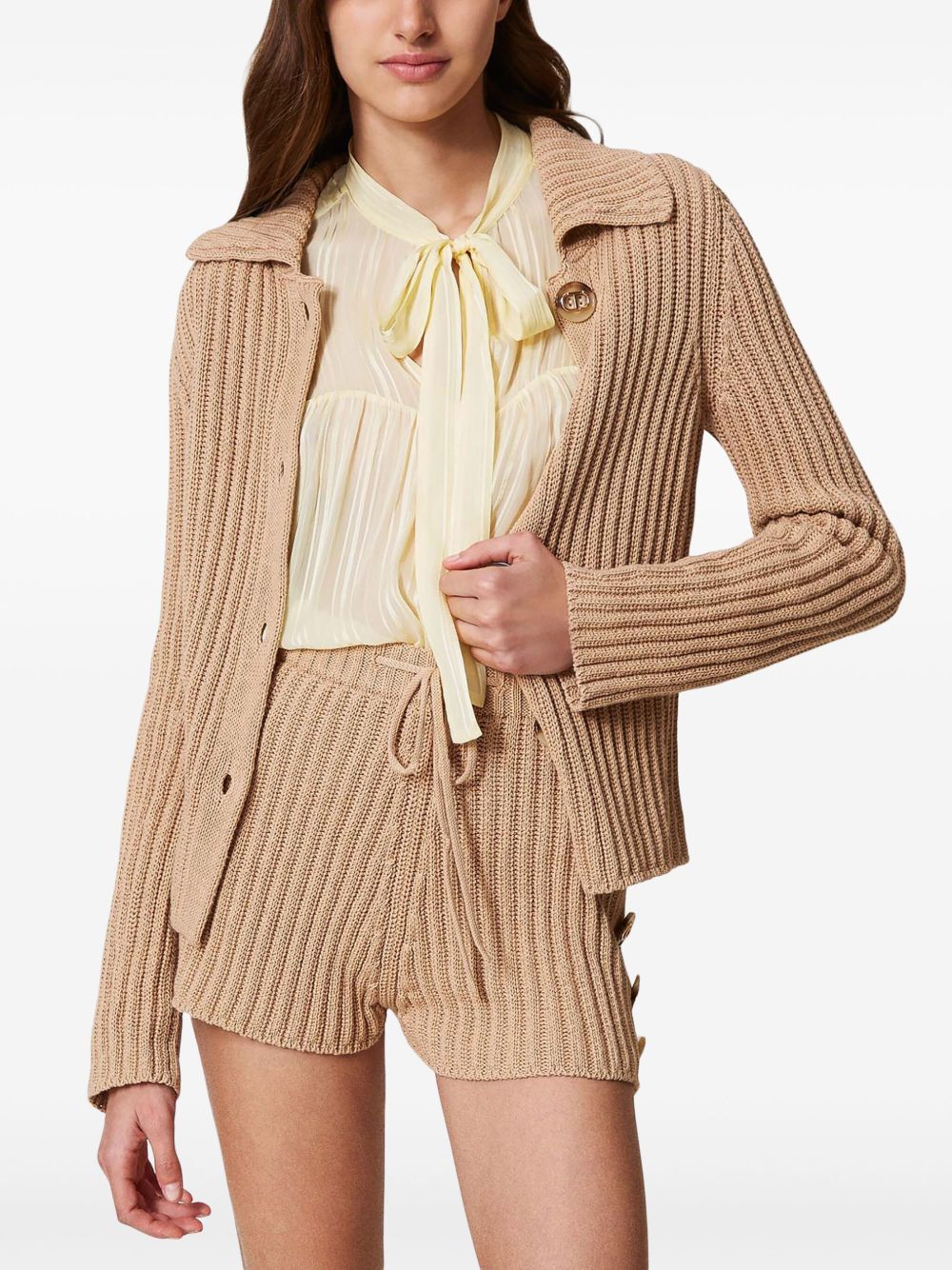 TWINSET Vest met ovalen knopen - Beige