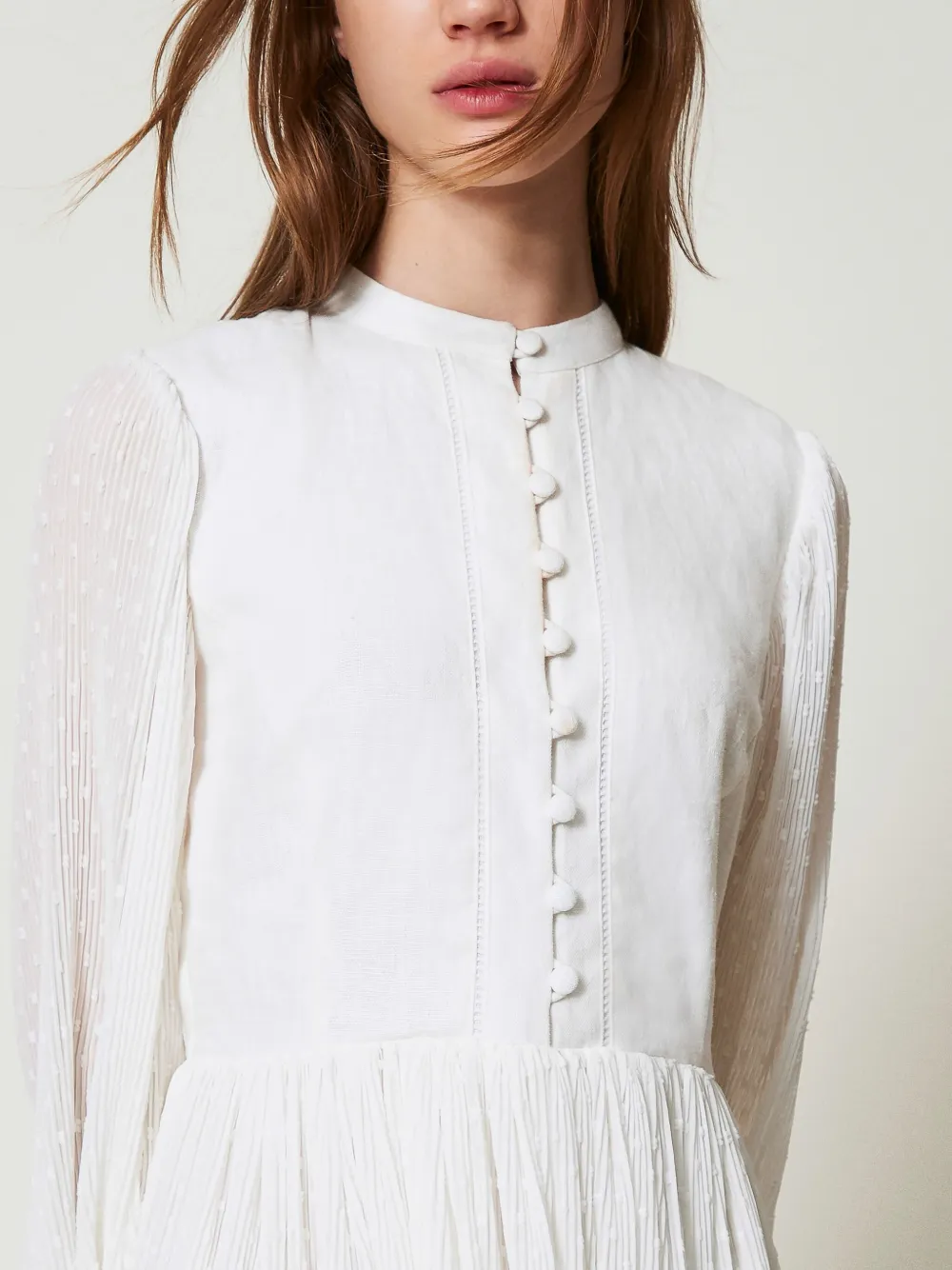 TWINSET Plumetis linnen maxi-jurk Wit