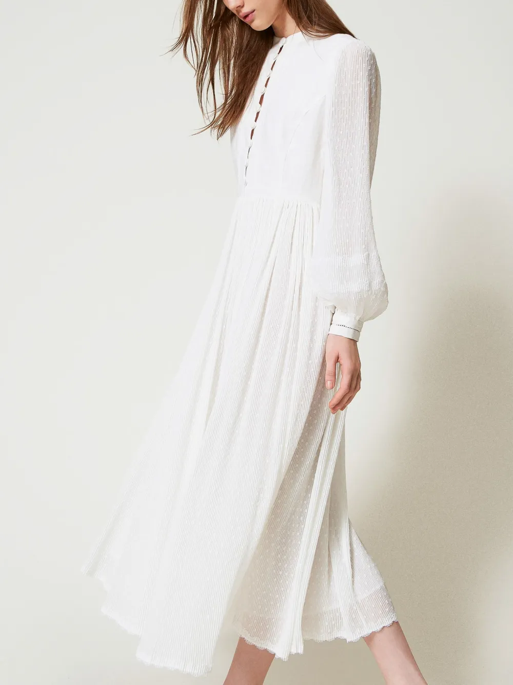 TWINSET Plumetis linnen maxi-jurk Wit