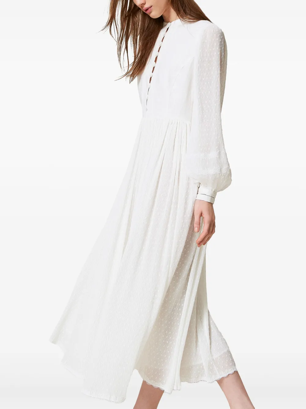 plumetis linen maxi dress