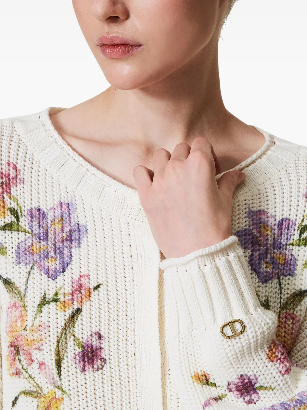 TWINSET floral-print Cardigan | White | FARFETCH