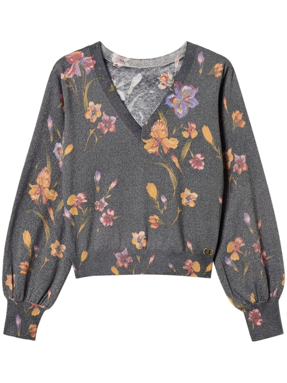 floral-print sweater