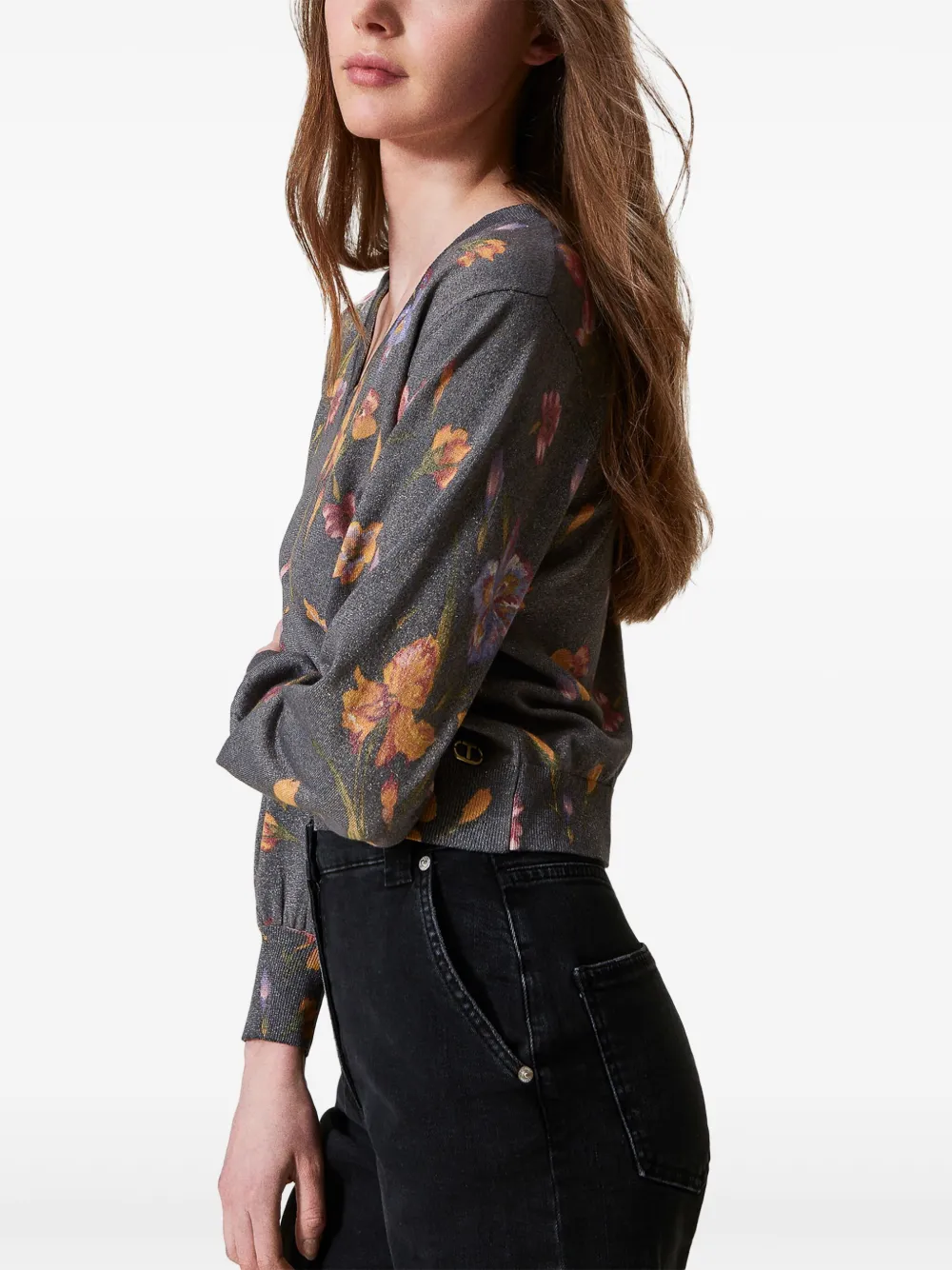 TWINSET Trui met bloemenprint Zwart