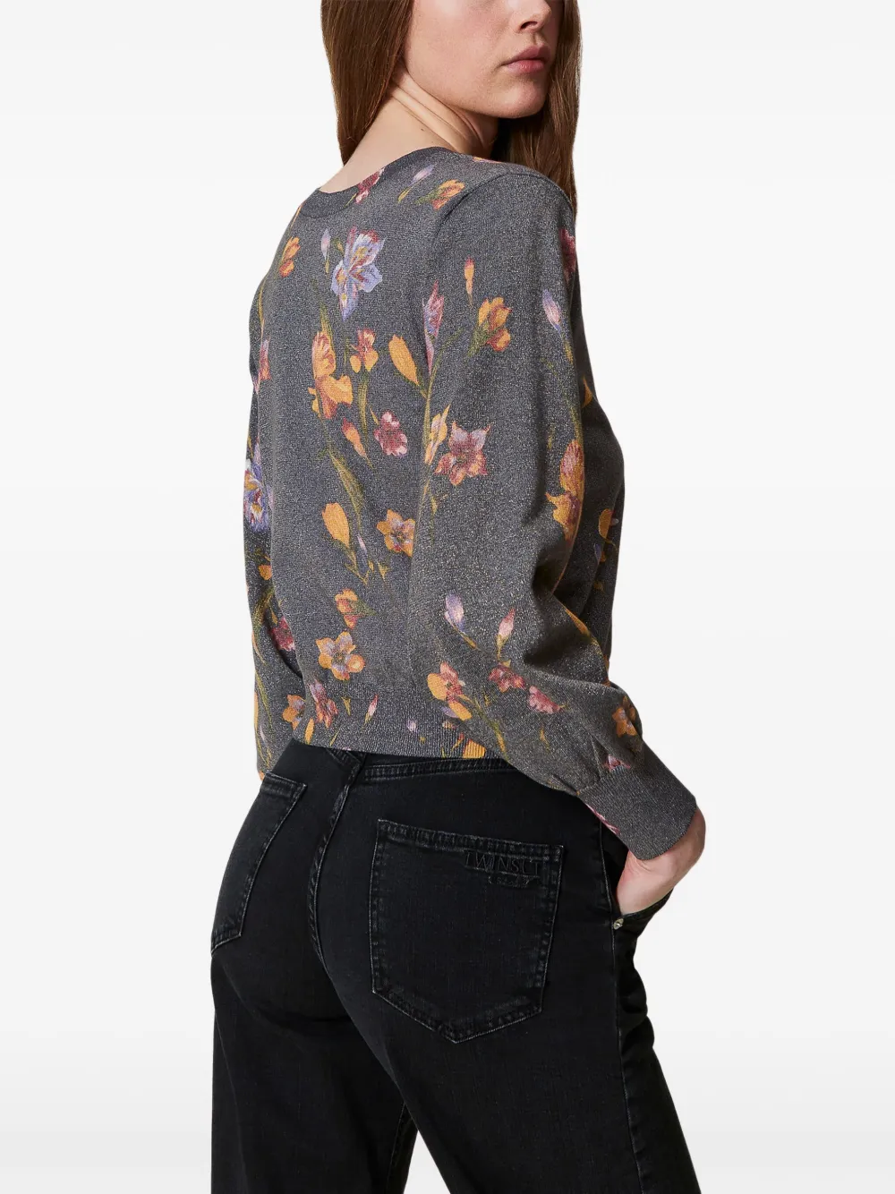TWINSET Trui met bloemenprint Zwart