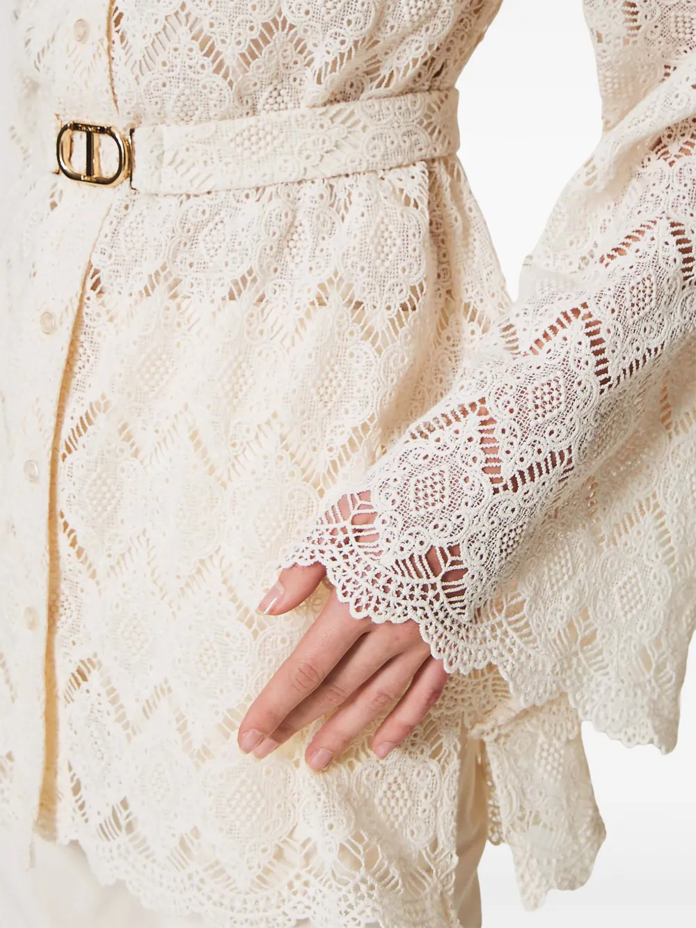 TWINSET Macramé T-shirt Beige