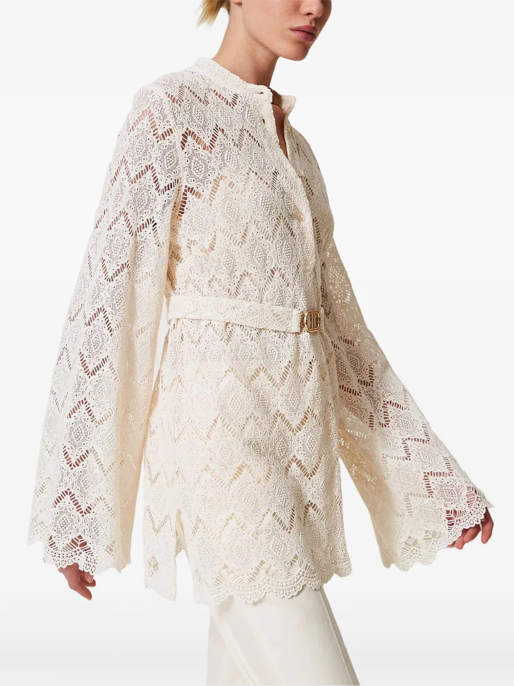 TWINSET Macramé T-shirt Beige